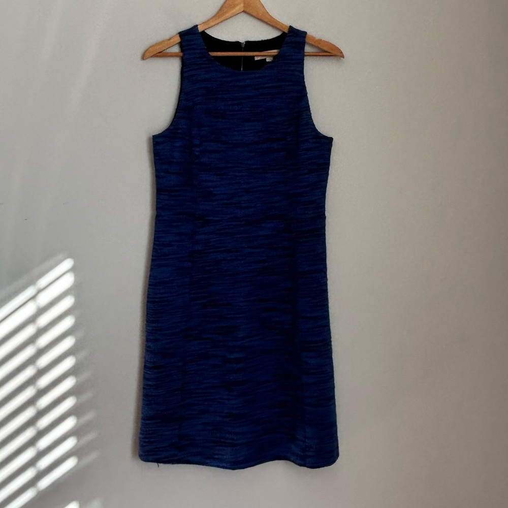 LOFT Sleeveless Blue Textured Sheath Dress Size 8